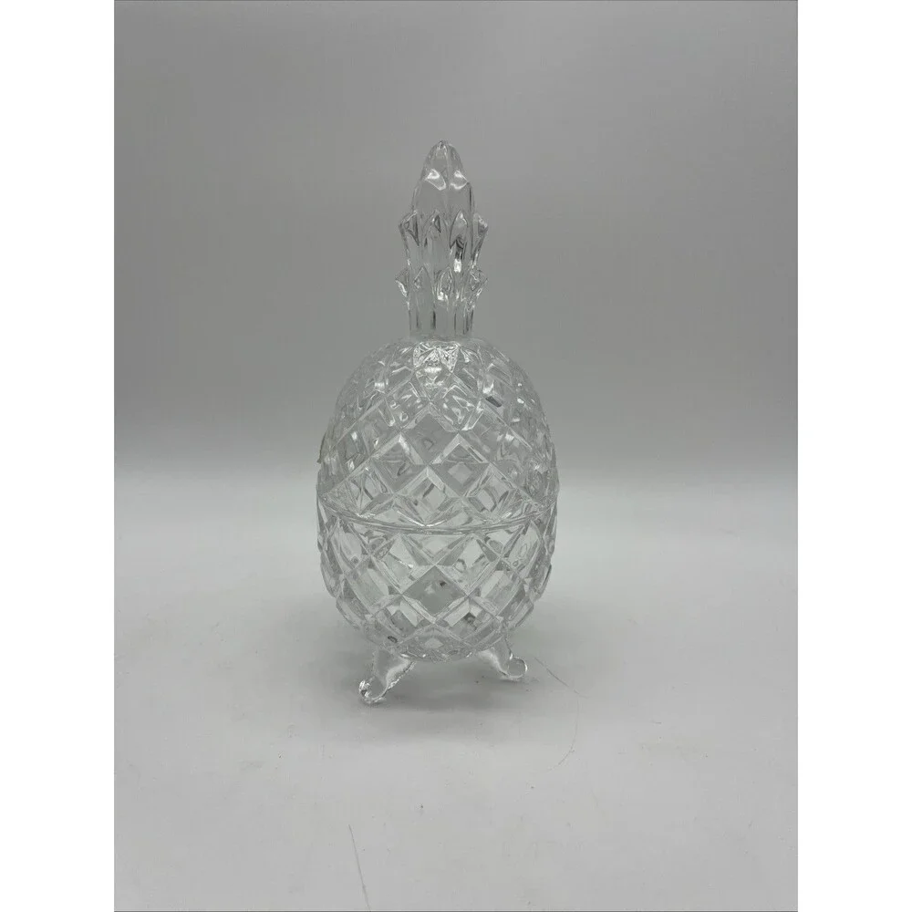 Crystal Clear Pineapple Footed Covered Candy Box